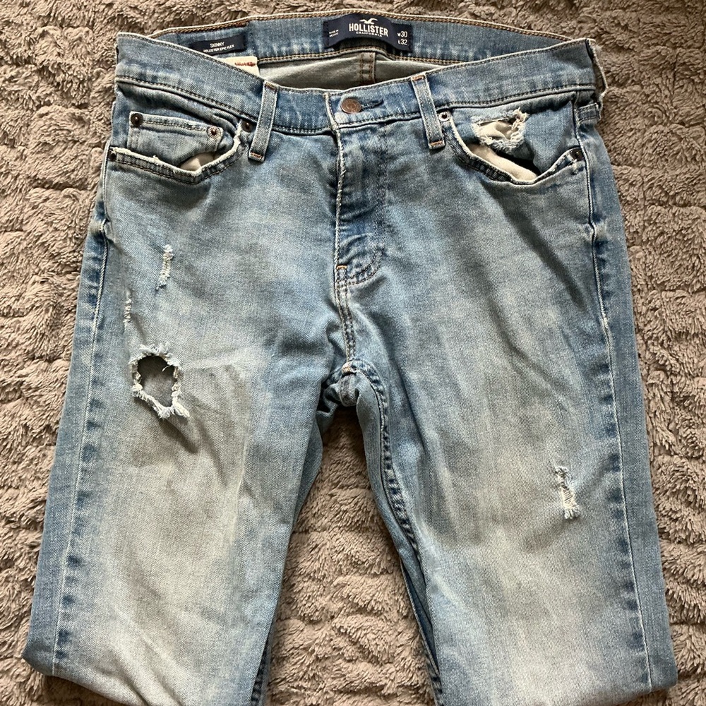 Hollister Blue Distressed Jean Shorts
